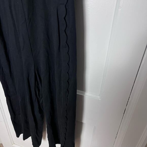 Anthropologie Freya Black Sleeveless Stretch Scallop Jumpsuit Outfit Size 14P - Picture 4 of 7